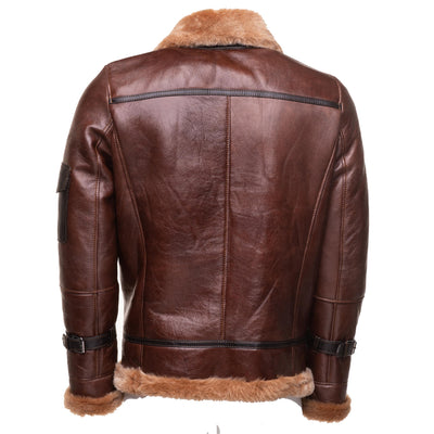 Esa Brown Shearling Bomber Jacket with Large PocKets