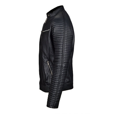 Patterned Sleeves Haworths Moto Style Leather Jacket