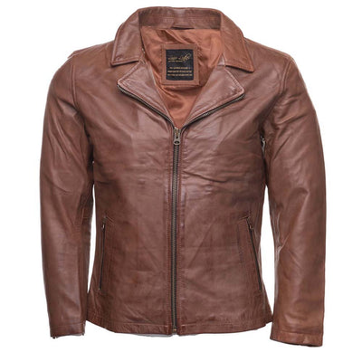 Liam Jackson dark cognac Leather Jacket