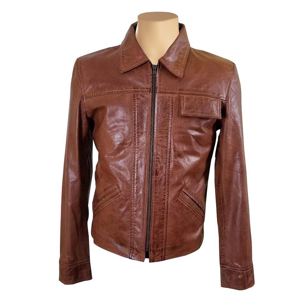 Ryan Shields Brown Leather Waistcoat