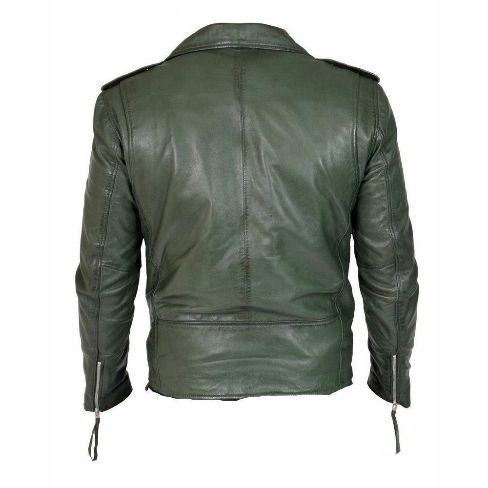Classic Biker Camouflage military print leather jacket – Lusso Leather