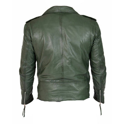 Army Sergeant Green Biker Style Leather Jacket