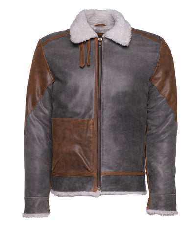 Armani Scott's Sherpa-Lined Patched Leather Jacket
