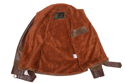 Brown leather jacket with D pocket