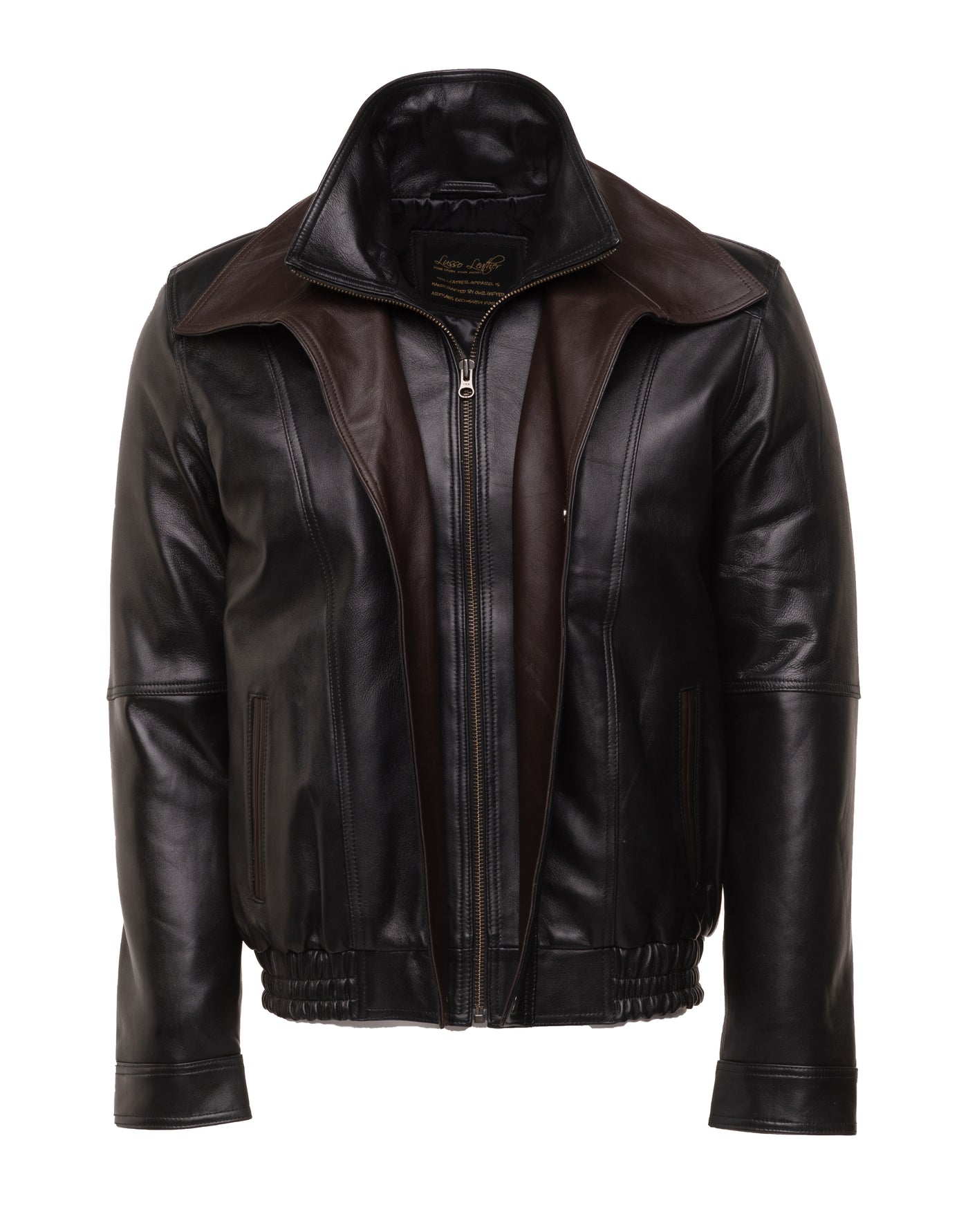 Byrne's brown and black Aviator leather jacket