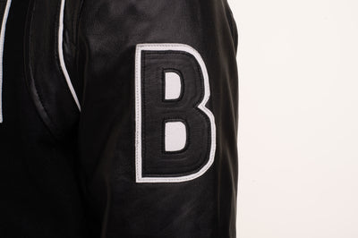 Bomber Ribbed Collar Leather Jacket 
