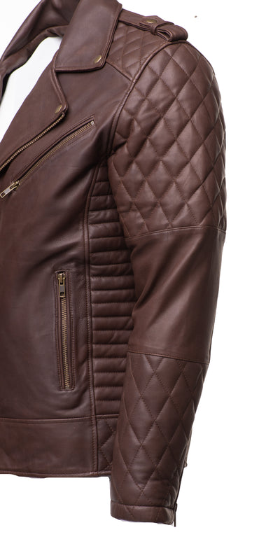 Jacket with diamond stitching and quilting in brown