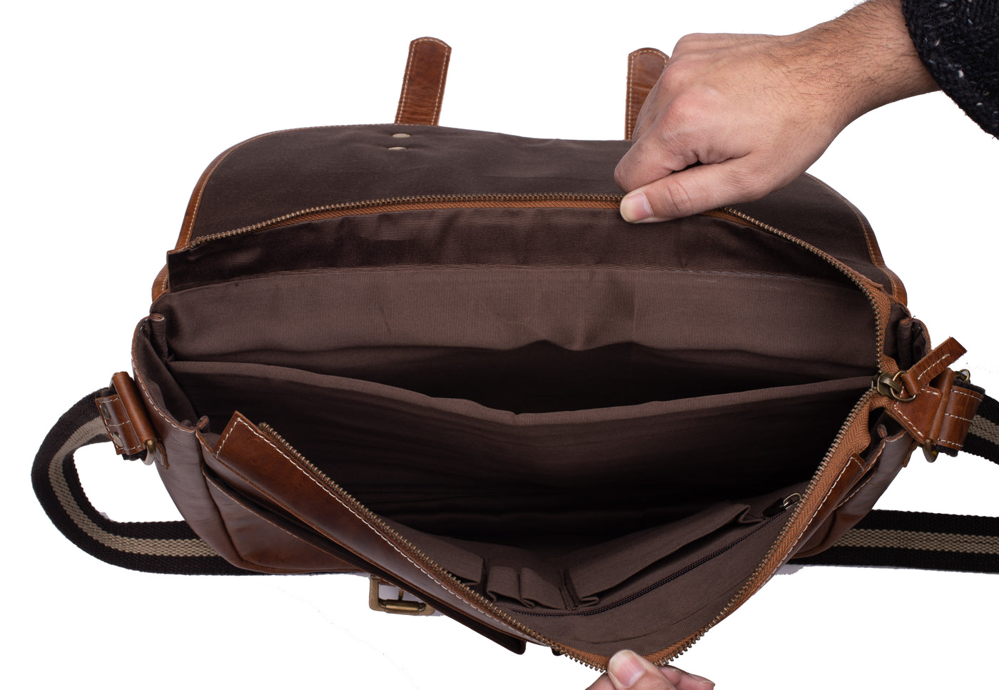 Men's Tan Oiled Leather Satchel Bag
