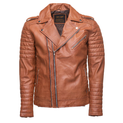 Protected Tan Quilted Biker Jacket