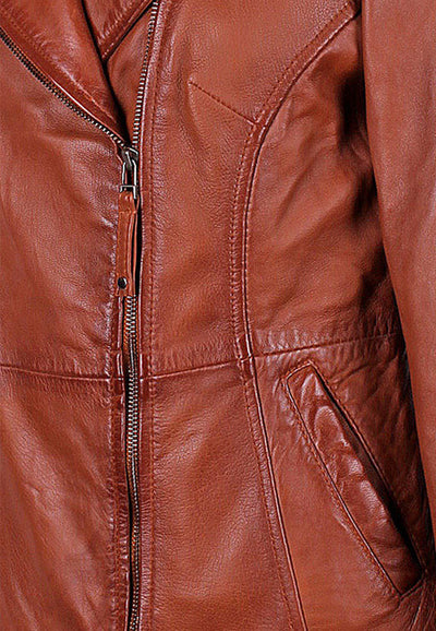 Women's Faux Alden Cognac Leather Jacket