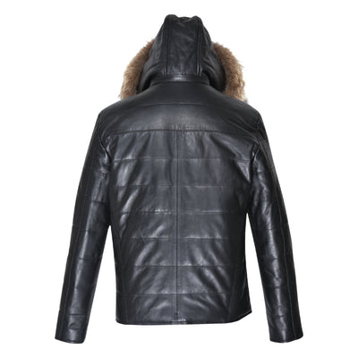 Raven black hooded puffer jacket
