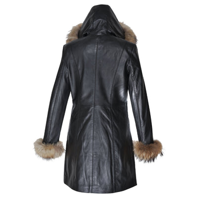 Natalie black winter coat with fur cuffs