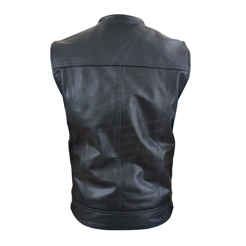 Leather Club Rider motorcycle vest with patch zippered lining