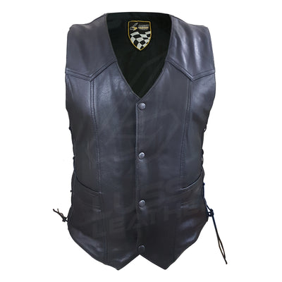 Adjustable Side Laces Unisex Motorcycle Leather Vest