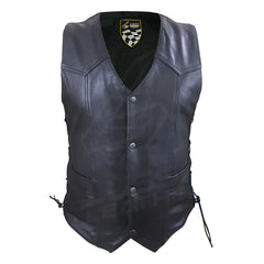 Laced Unisex Motorcycle leather vest with adjustable side laces