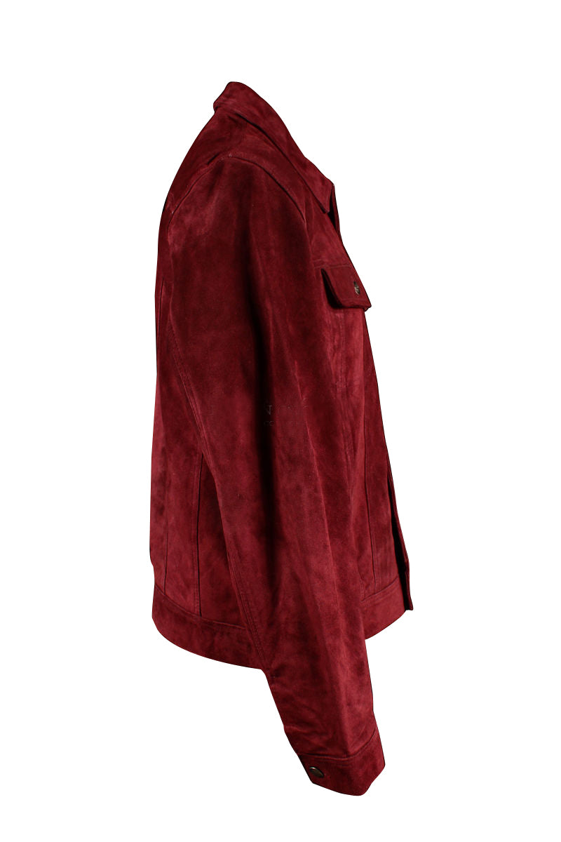 Comfortable Weston's Maroon Suede Leather Shirt